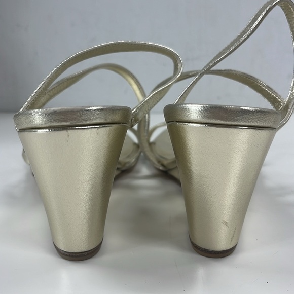 New Stuart Weitzman Strapeze 85 Wedge Sandal in Gold Size 8.5 - Picture 6 of 9